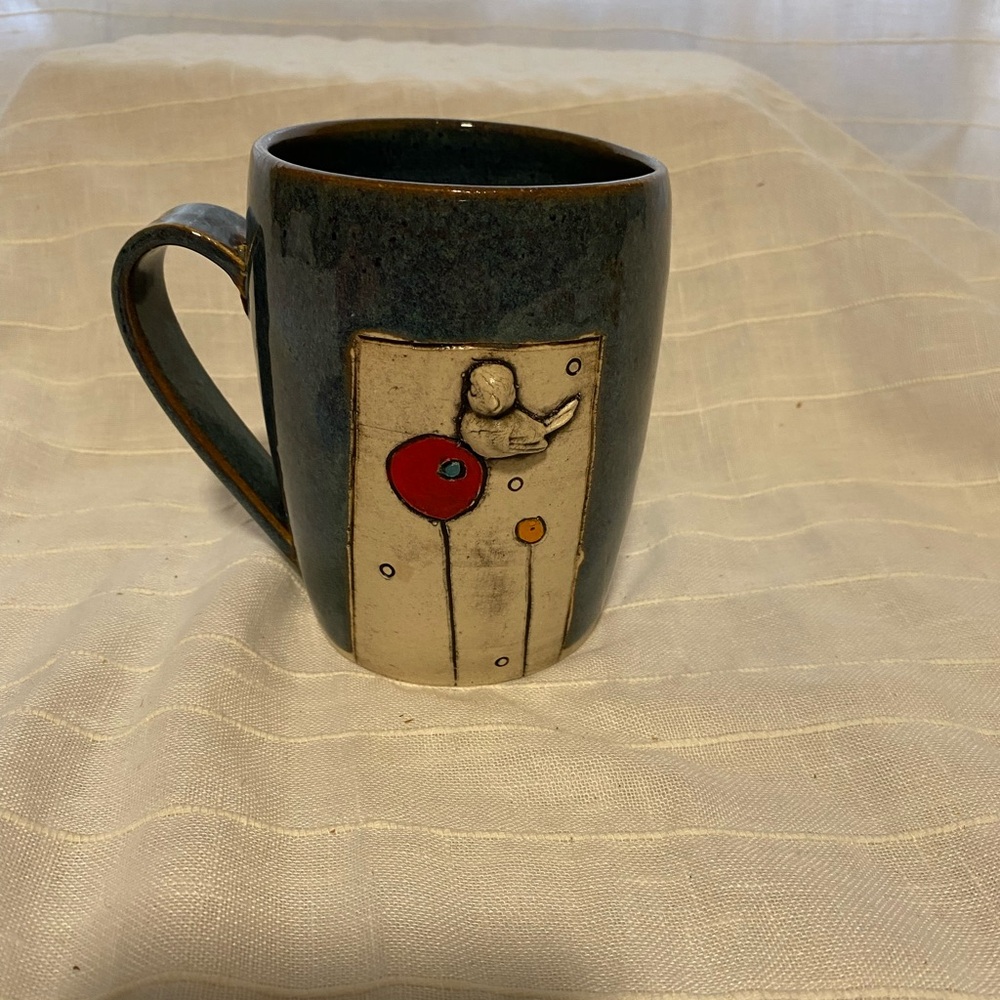 Artistic Blue and Red Ceramic Mug